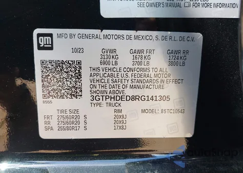 2024 GMC Sierra 1500 2Wd Short Box Slt from USA, damaged, VIN 3GTPHDED8RG141305